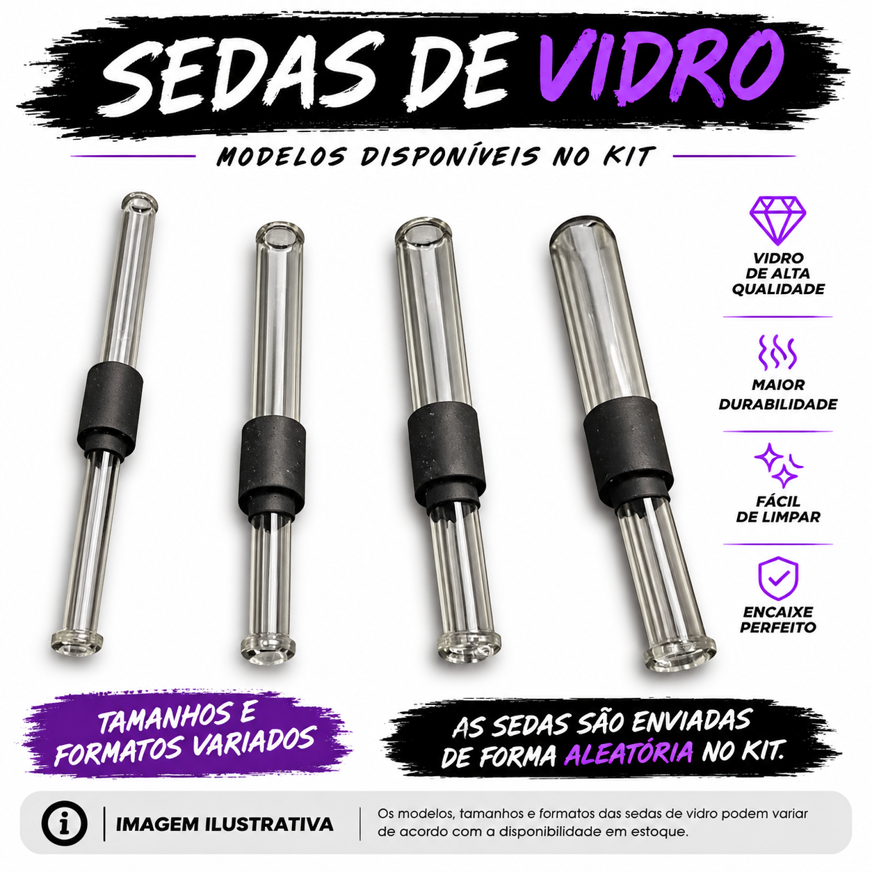 Kit Pilão Artesanal com Cristal + Seda de Vidro, Seda de Dólar e Cui